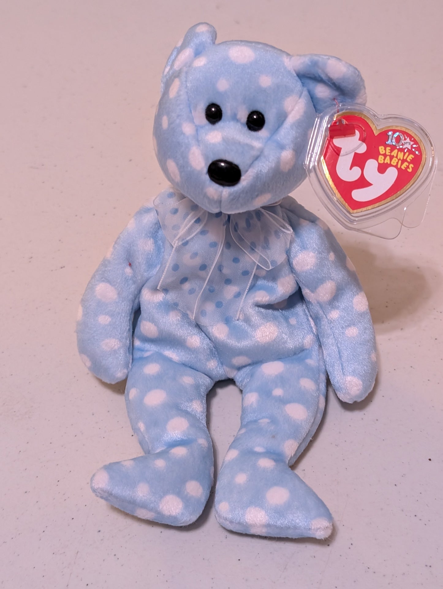 BUBBLY the Bear - Ty Beanie Baby (Blue, White, 2003, Plushie, Toy, Stuffed Animal, MWMT, Vintage, Retired)