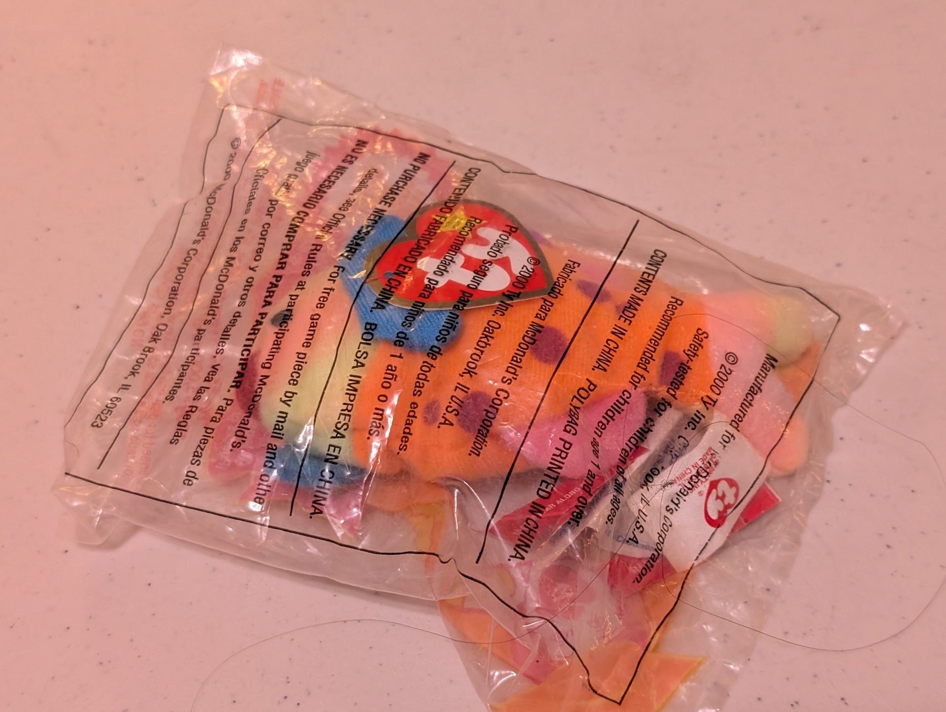 Neon - McDonald's / Ty Teenie Beanie Baby (Orange, Yellow, 2000, Plush Toy, Vintage, Stuffed Animal, Retired)