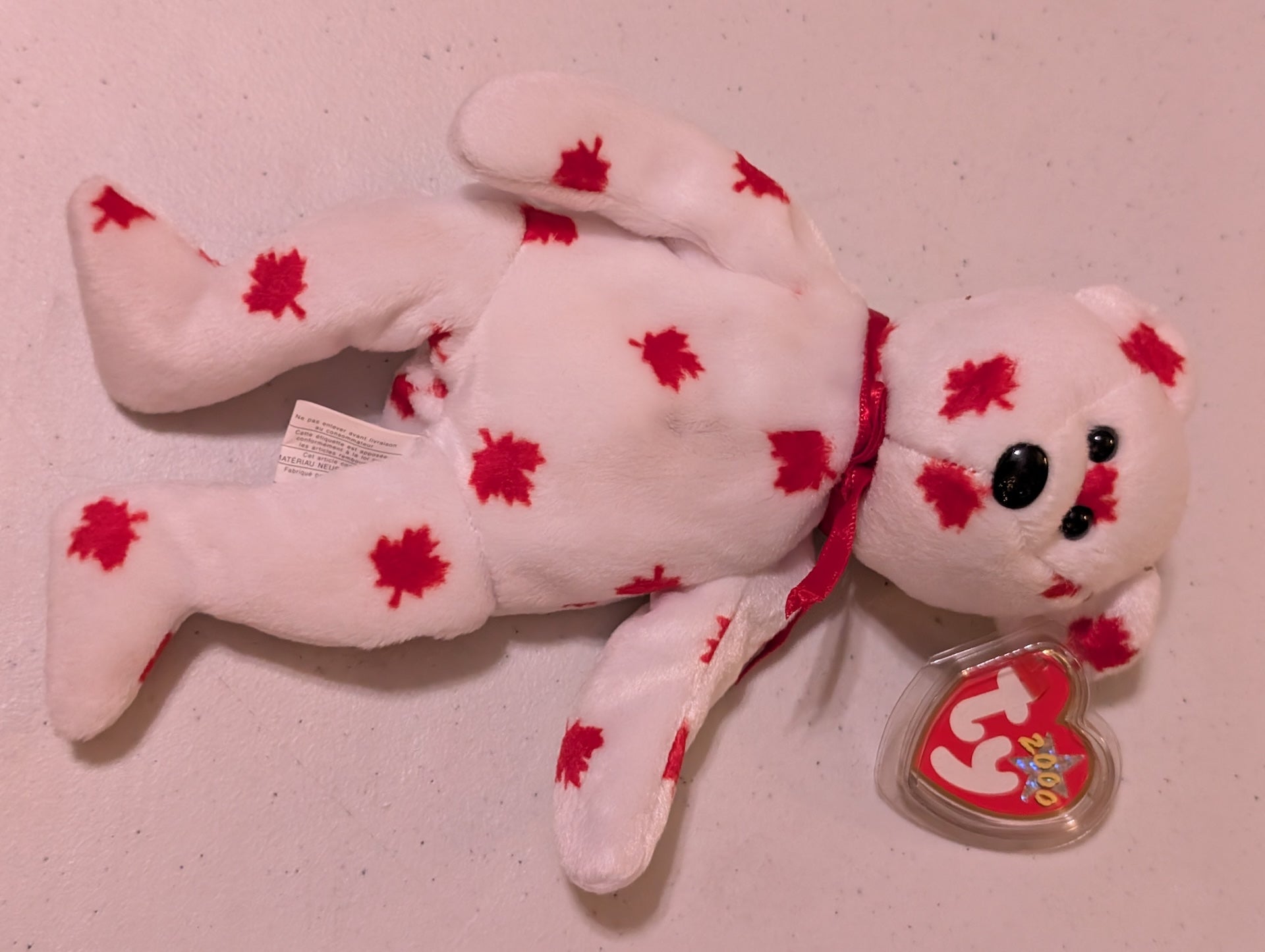 Maple the Bear - Ty Beanie Baby (White, Red, 1996, MWMT, Plush, Toy Stuffed Animal, Vintage, Retired)