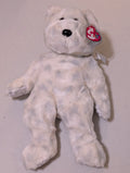 The BEGINNING BEAR Ty Beanie Buddy 14” Sparkles White w/Silver Stars (MWMT, Vintage, Retired, with Tag, VTG, Stuffed Animal, Plush, Toy)