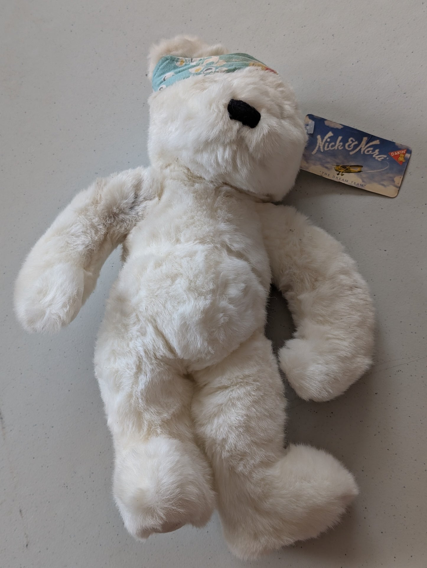 Nicky Cloud Nine White Bear NICK & NORA 1999  Plush 14" (Vintage, Retired, with Tag, VTG, Stuffed Animal, Plush, Toy, Nick and Nora)