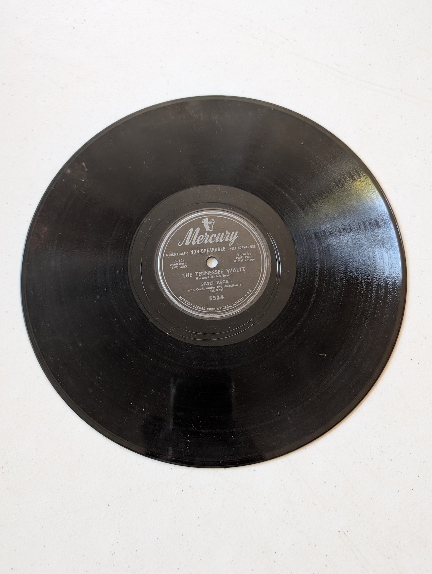 Patti Page – The Tennessee Waltz / Long Long Ago 10", 78 RPM 1951 Mercury