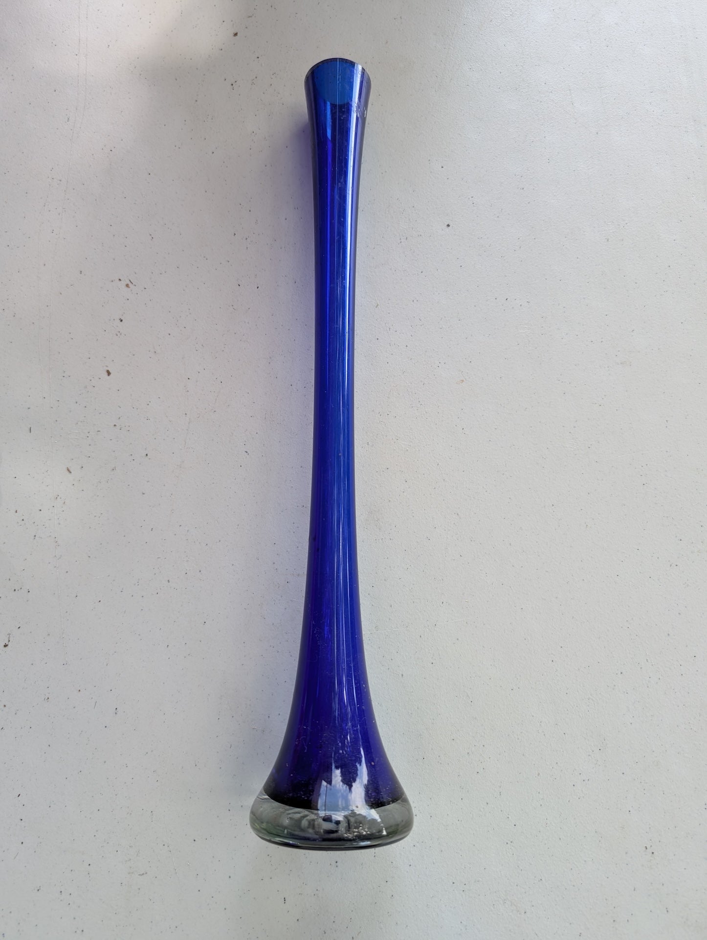 Cobalt Blue Blown Glass Vase Vintage Mid Century Modern