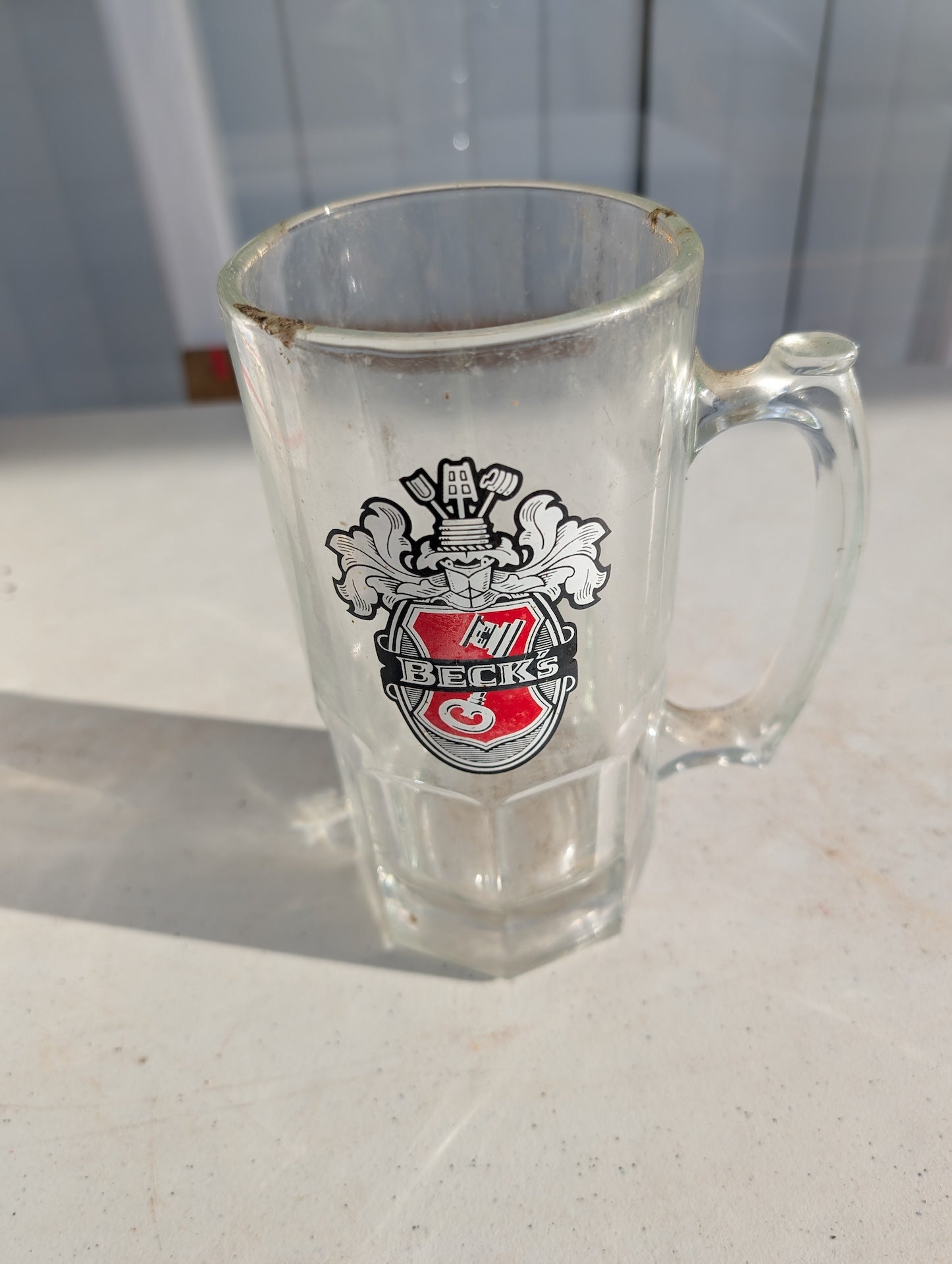 Becks German Beer Extra Large Heavy Glass Stein 8"