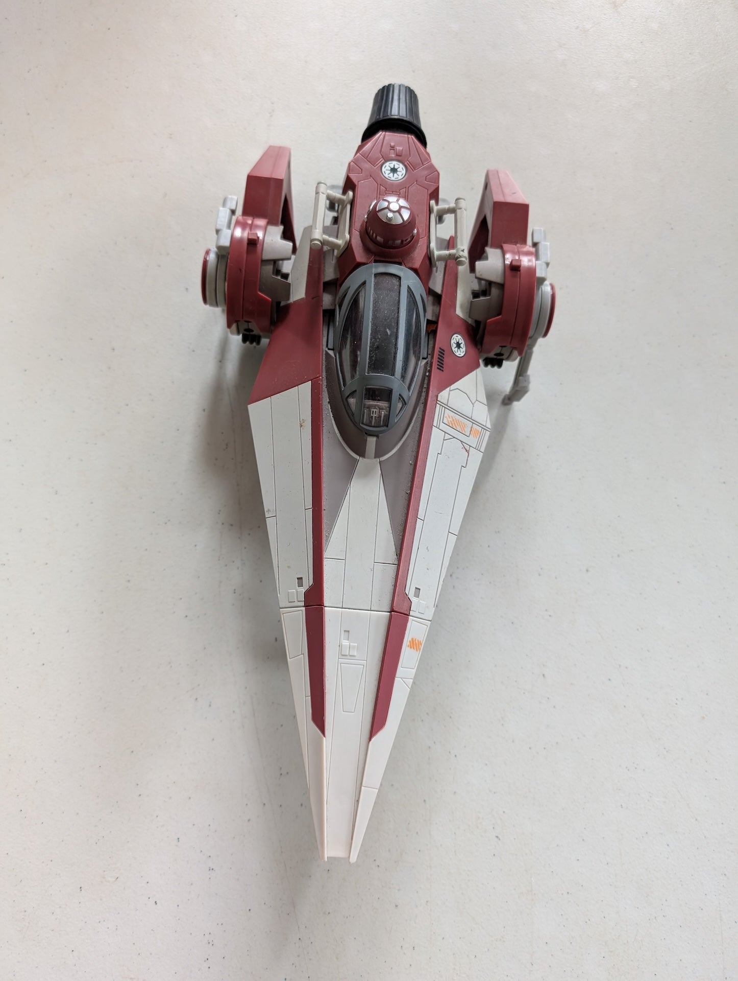 V-Wing Starfighter Star Wars Clone Wars Ship 2007 Hasbro (Vintage, Missing parts/accessories, Collectable, Toy)
