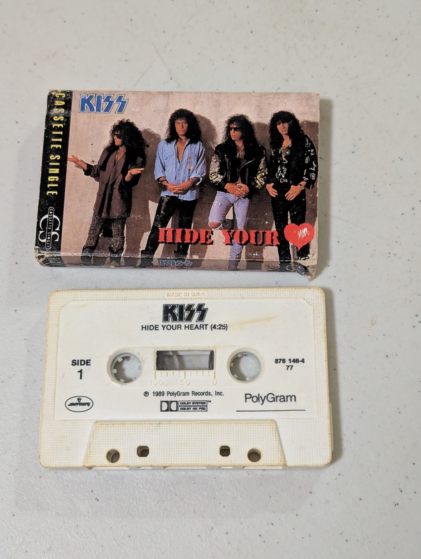 KISS “HIDE YOUR HEART” CASSETTE TAPE SINGLE  (Cassette, vintage, out of print)
