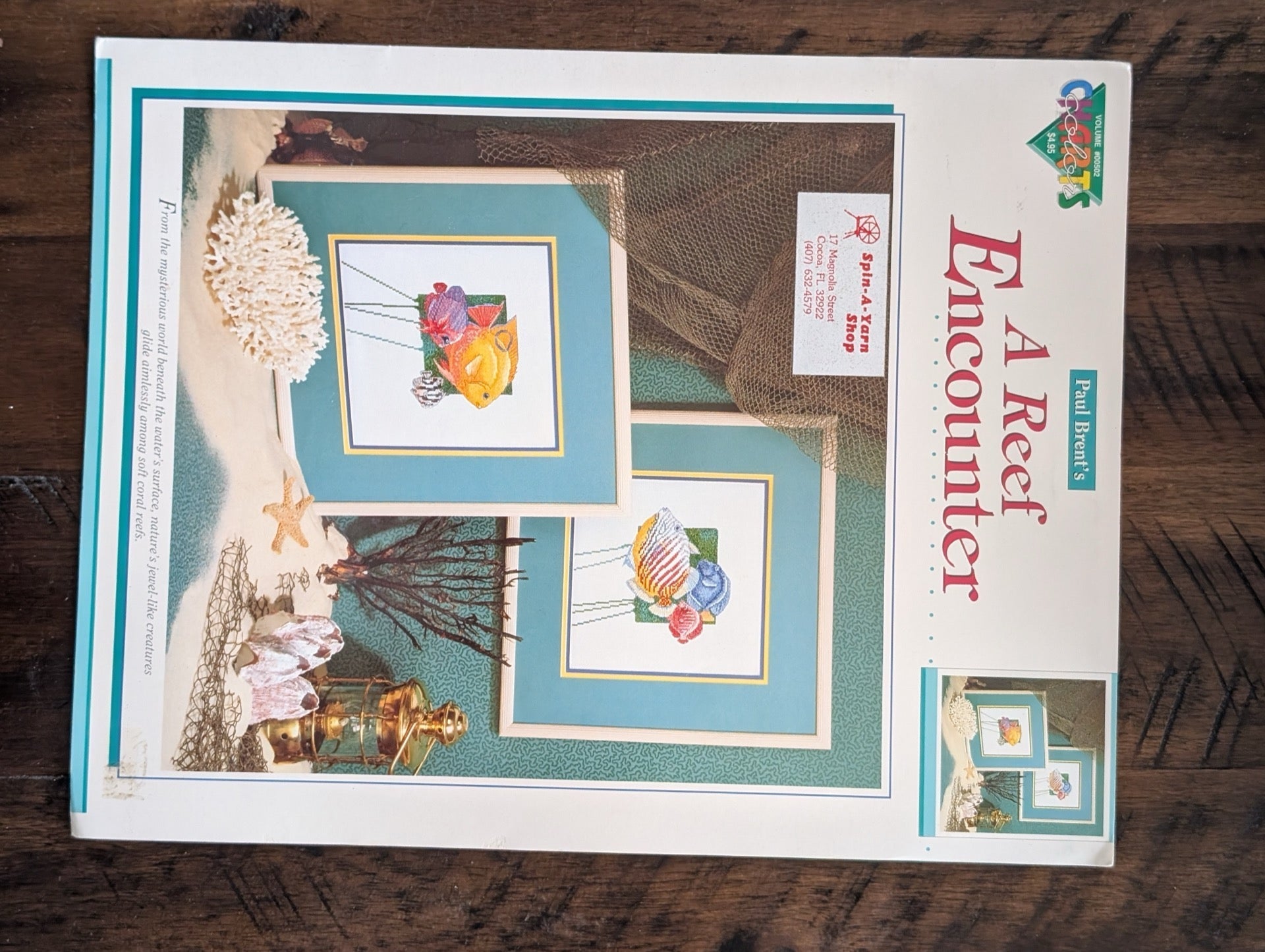 Paul Brent's A Reef Encounter by Paul Brent / Kooler Design Studio (Crafts, Cross-Stitch, c. 1990s, Paul Brent art, cross-stitch, reef encounter, tropical fish, coastal decor)