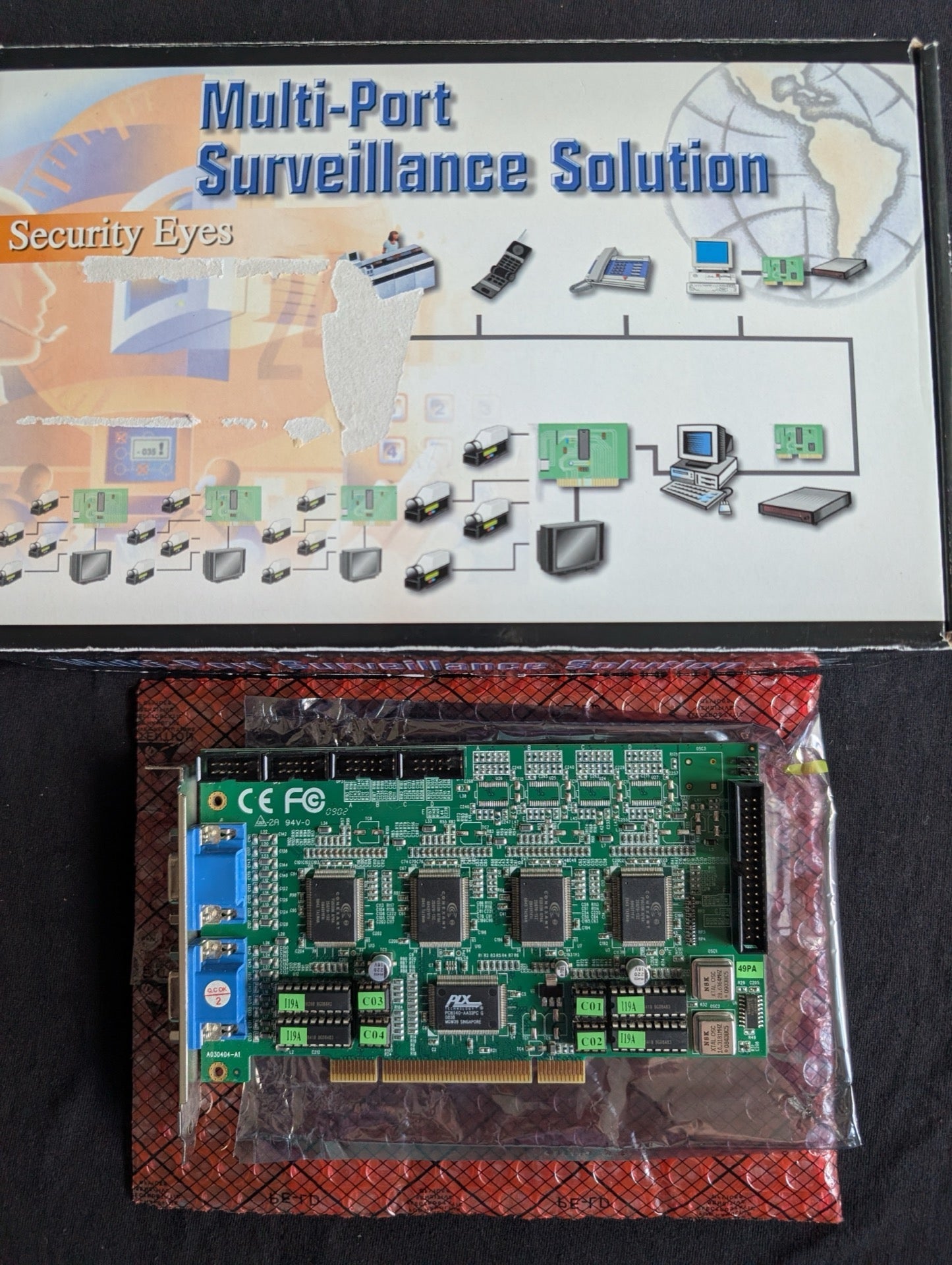 Vintage "Security Eyes" Multi-Port Surveillance Solution PCI Capture Card & Box