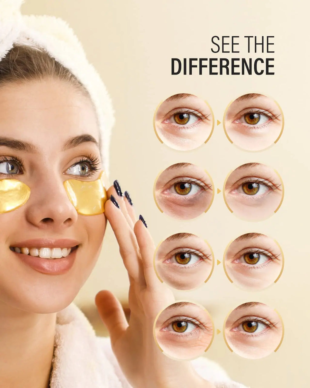 24k Gold Under Eye Patches (50 Pairs), eye mask, Collagen Skin Care Products, Eye Patches for Puffy Eyes, eye masks for dark circles and puffiness 1 Count (Pack of 50)