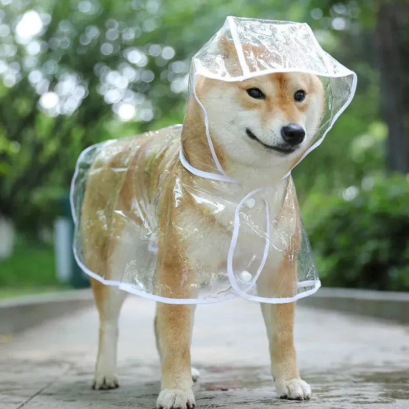 Transparent Dog Raincoat – Waterproof Hooded Pet Rainwear Jacket for Small Dogs