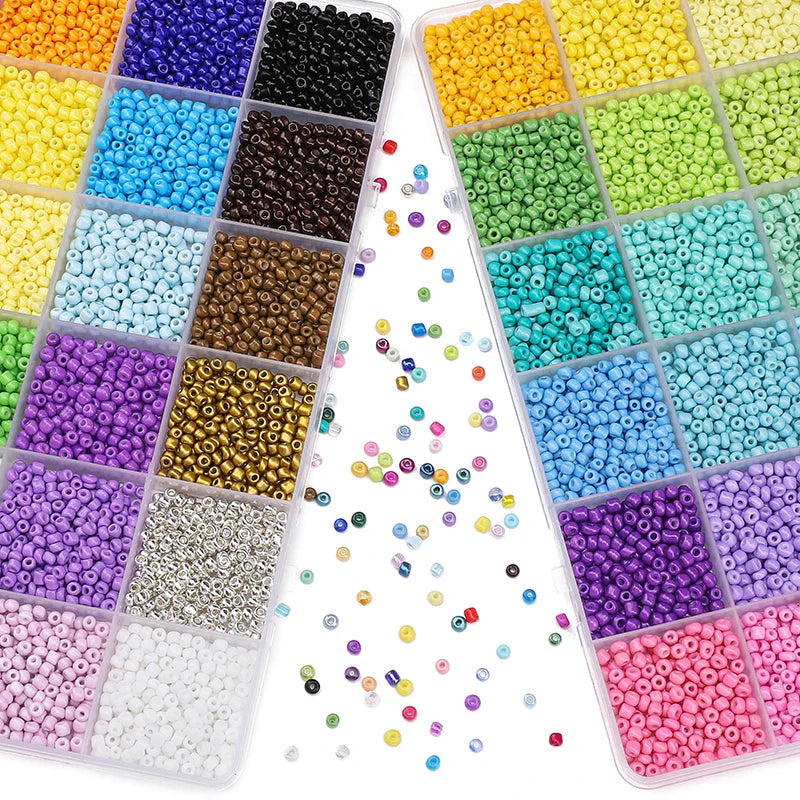 5200Pcs Glass Rice Beads Jewelry Making Kit – 24-Grid Box for DIY Bracelets, Earrings & Kandi Accessories | Handmade Craft Supplies Set