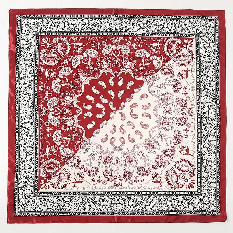 Satin Square Scarf – Elegant 2025 Print Hijab, Shawl & Hair Wrap