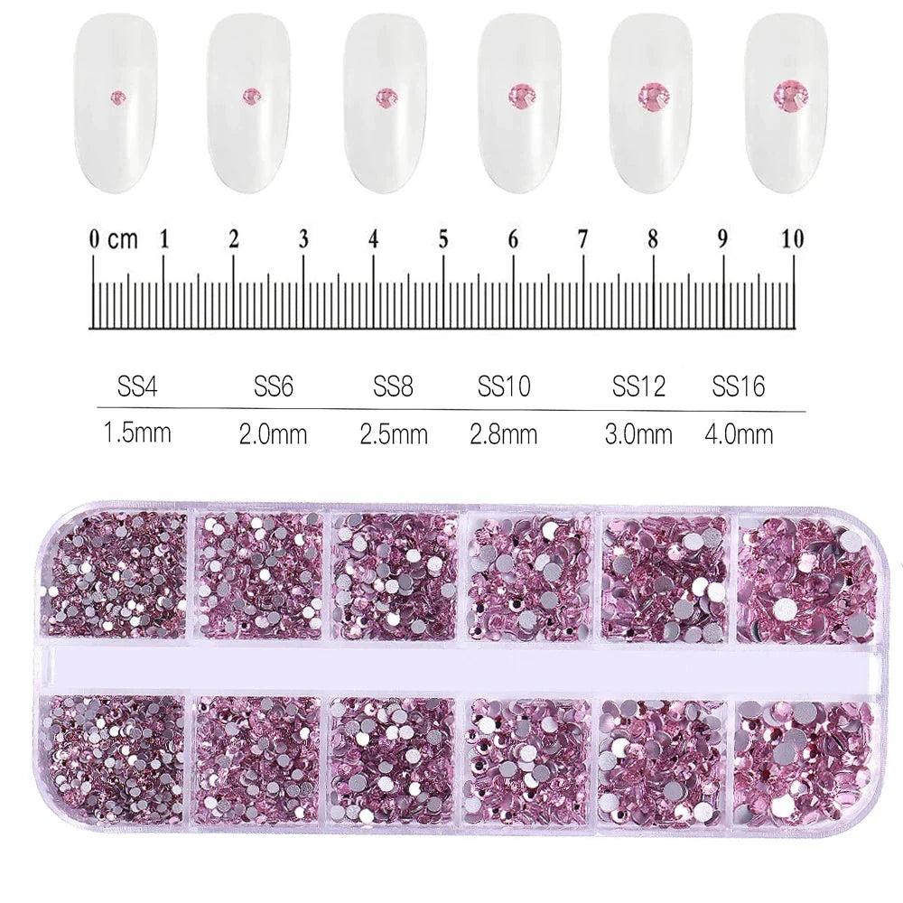100/50cm Luxury Crystal Chain Nail Charms - 1.5/2mm Clear & AB Diamond Nail Art Decoration