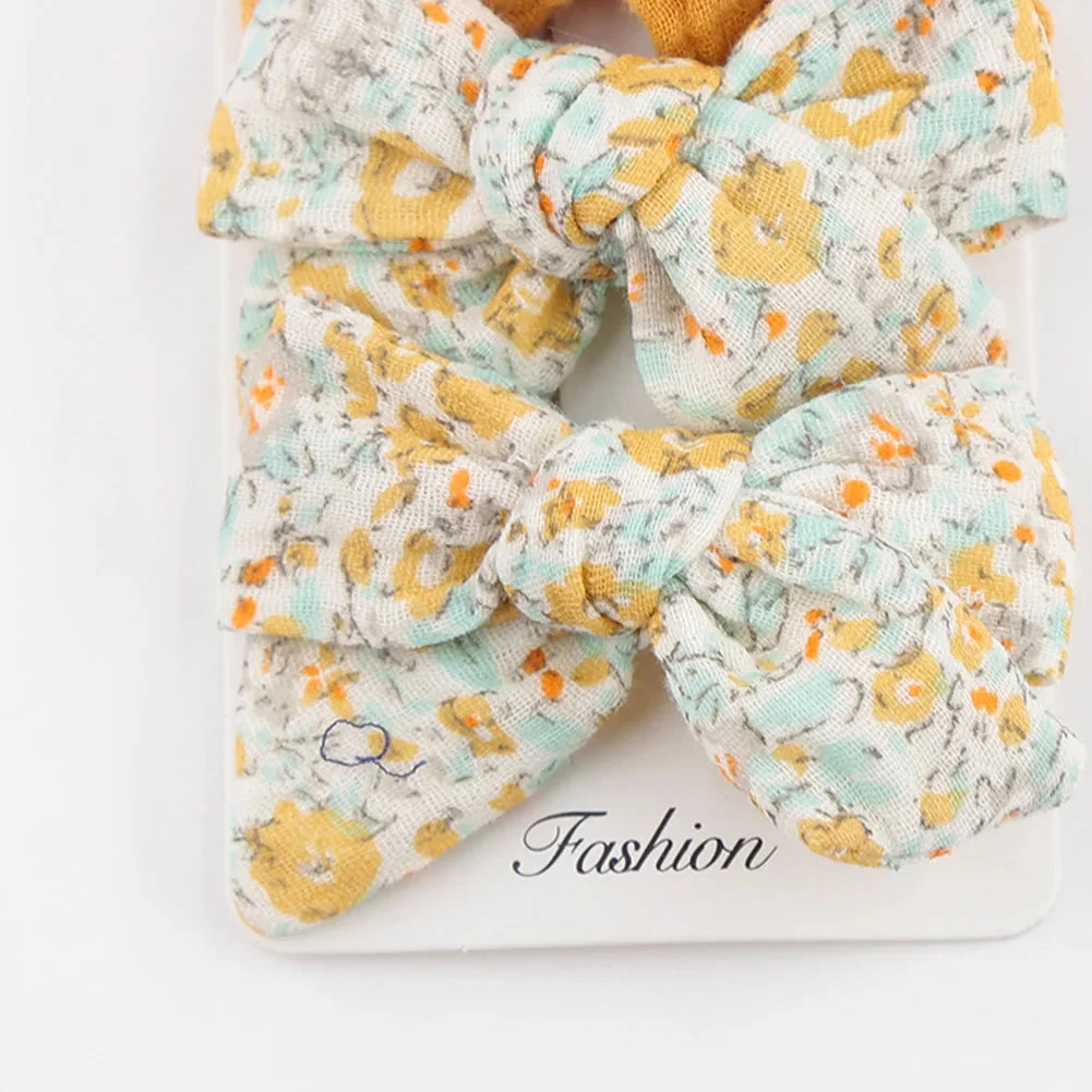4Pcs Baby Bows Hair Clips Cotton Linen Hairpins for Girls