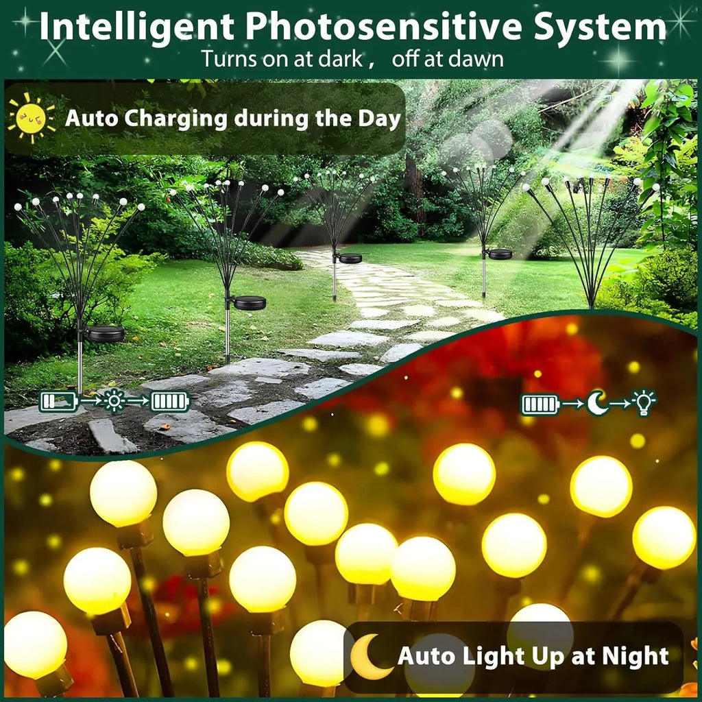 8pcs Solar Firefly Garden Lights – IP65 Waterproof LED Outdoor Lawn & Landscape Lamps