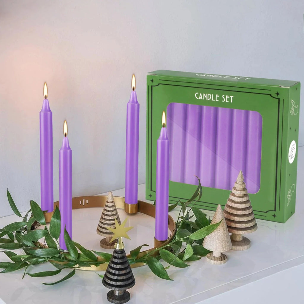20 Pieces of Purple 4Inch Waxs, Drip-Free, Smoke-Free, Fragrance-Free, Home Dinner Candles, Hand-Pulled, High-Quality, Suitable for Church, Family, Wedding, Party, Seasonal Celebrations, Emergency Situations and Home Decorati