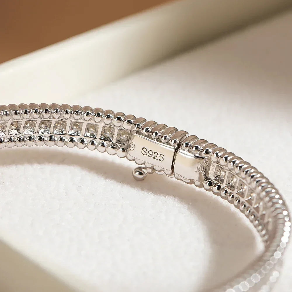 18K Gold Luxury Fine Jewelry Bangle For Women 925 Sterling Silver Plated