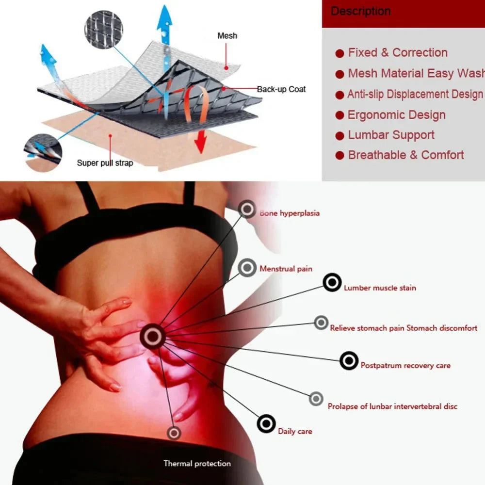 Adjustable Magnetic Therapy Back Belt – Lumbar Support & Self-Heating