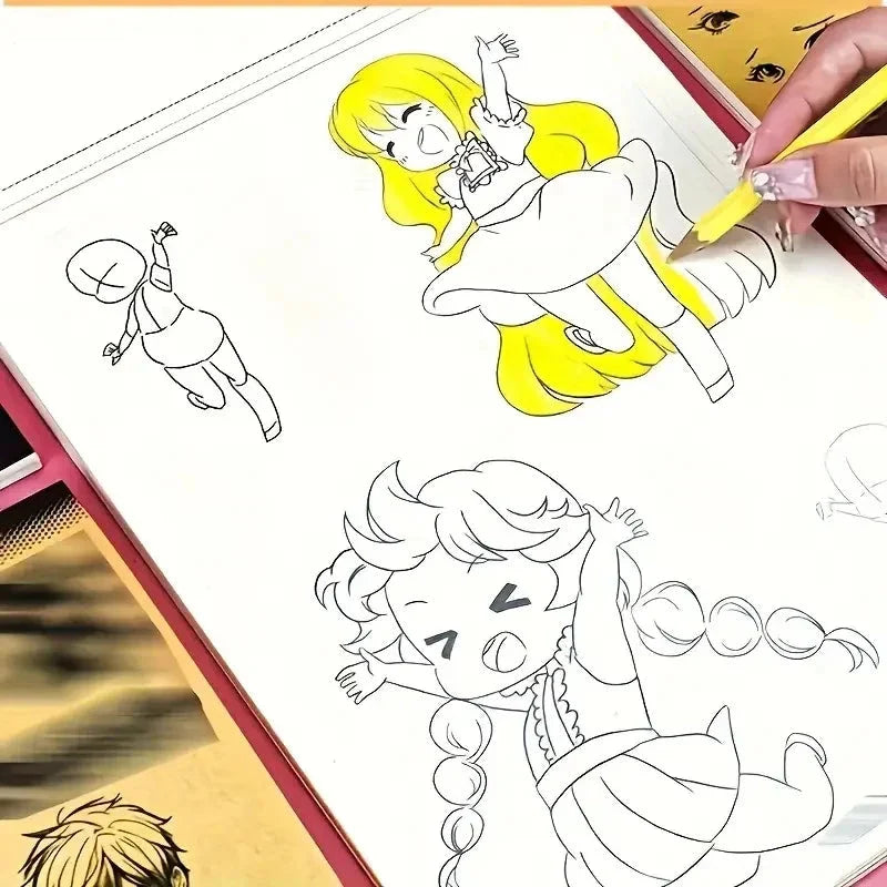 Anime Character Line Art Drawing Book - 48 Pages for Tracing & Painting Practice