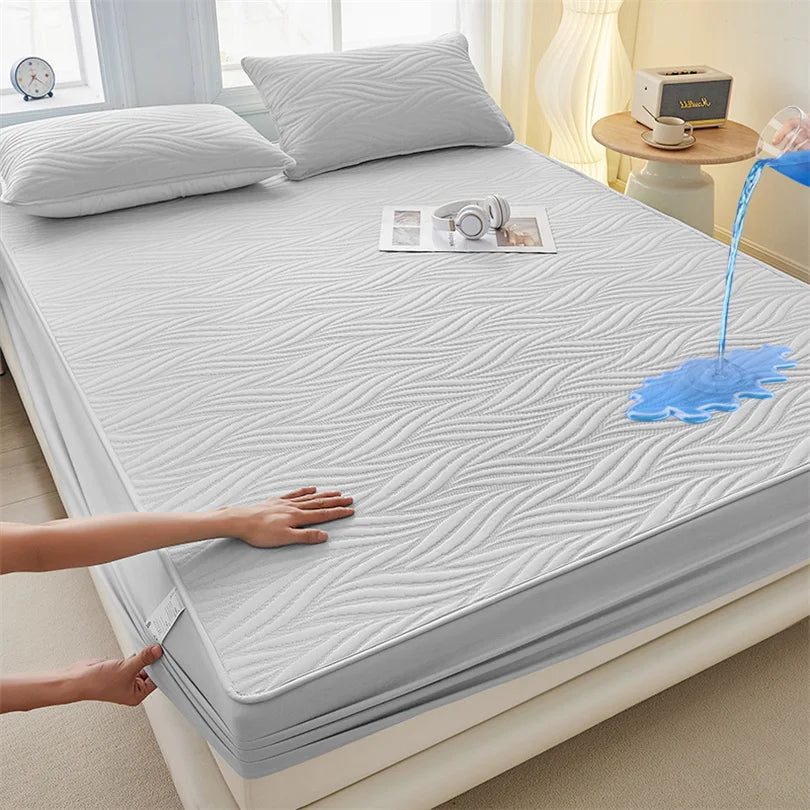 Waterproof Thicken Mattress Cover Quilted Cotton Mat Bed Covers Pad Skin-friendly Fitted Sheet Mattress Protector 100/140/160