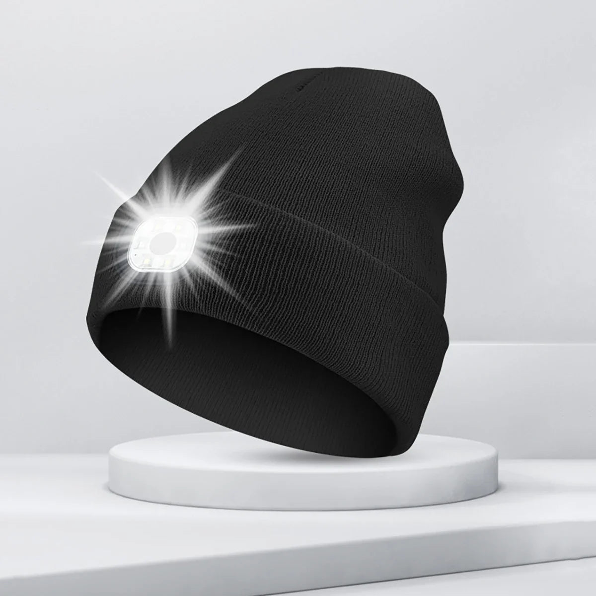 LED Beanie with The Light Unisex USB Rechargeable Headlamp Winter Knitted Cap Gifts For Men Dad Father USB Rechargeable Caps