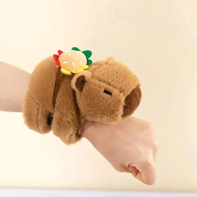 Kawaii Capybara Plush Slap Snap Wristband – Funny Kids Toy Bracelet