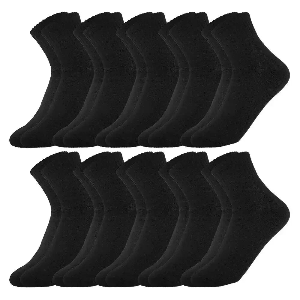 10PCS Men’s Mid-Calf Cotton Socks – Solid Color, Versatile for All Seasons