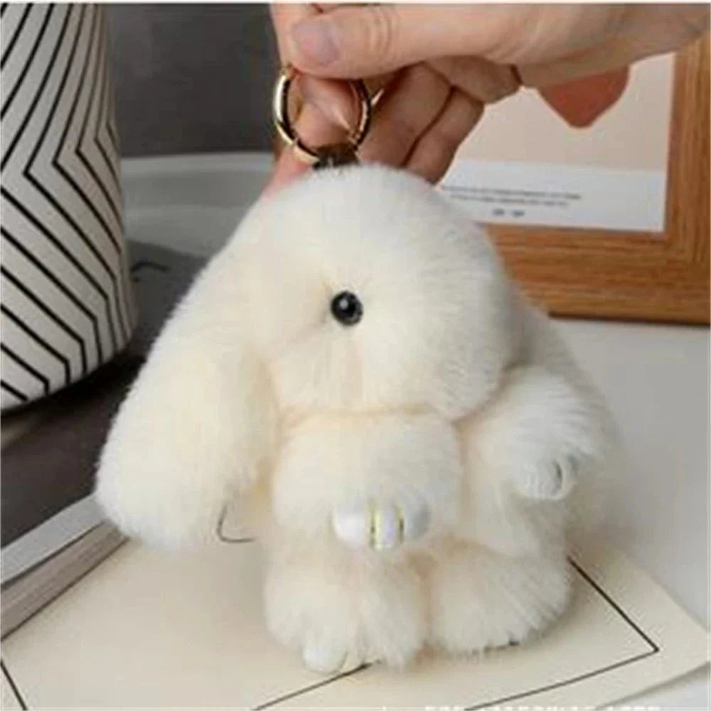 15cm Rabbit Fur Keychain – Cute Bag & Car Pendant Accessory for Women