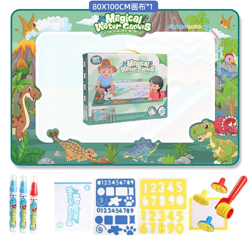 100x80CM Magic Water Drawing Mat Coloring Doodle With Reusable Magic Pens Montessori Painting Board Educational Toys Kids Gifts