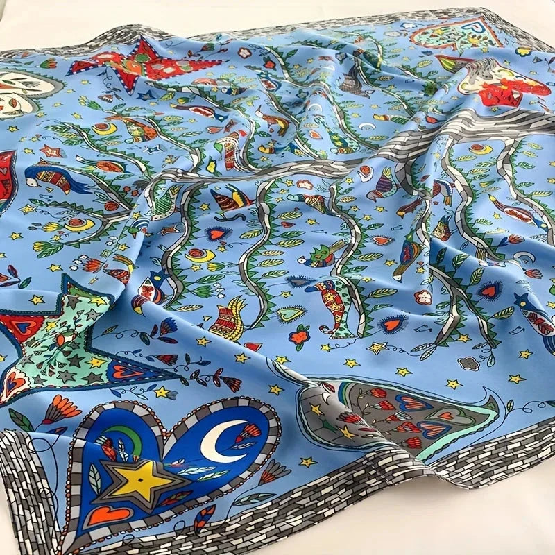 90x90cm Square Silk-Feel Scarf – Luxury Women’s Shawl & Head Wrap