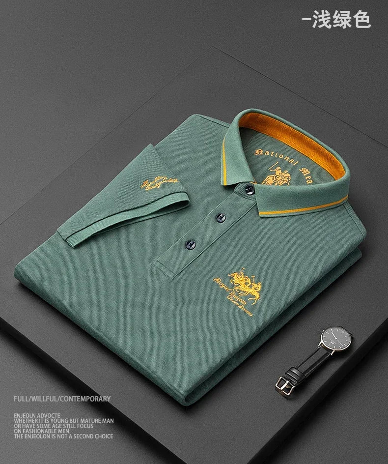 High Quality Men's Cotton Embroidered Summer Polo Shirt Short Sleeve T-shirt