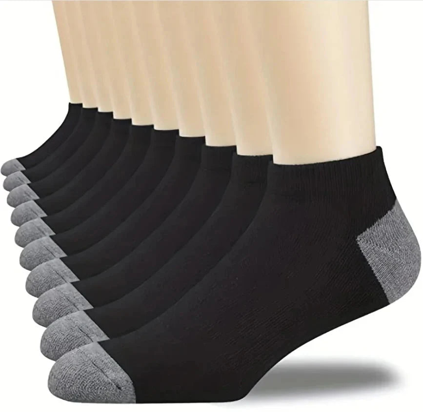 10PCS Men’s Mid-Calf Cotton Socks – Solid Color, Versatile for All Seasons