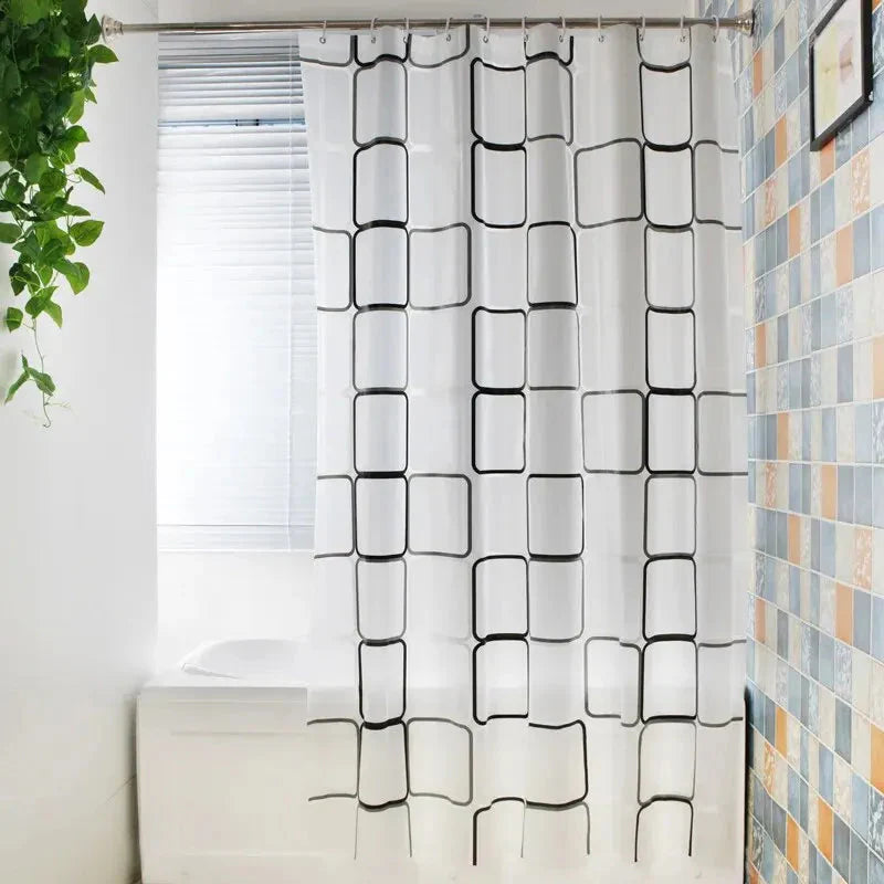 Patterned Waterproof Shower Curtain – PEVA Bathroom Partition & Decor