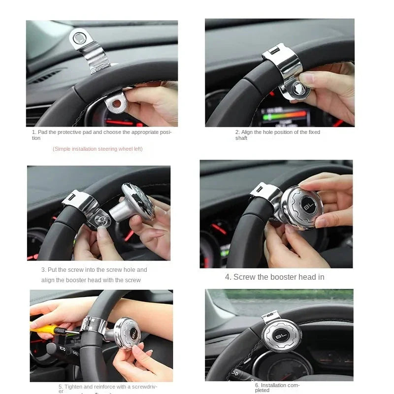 Car Steering Wheel Booster Ball – Universal Power Handle Spinner Knob with Steel Bearing
