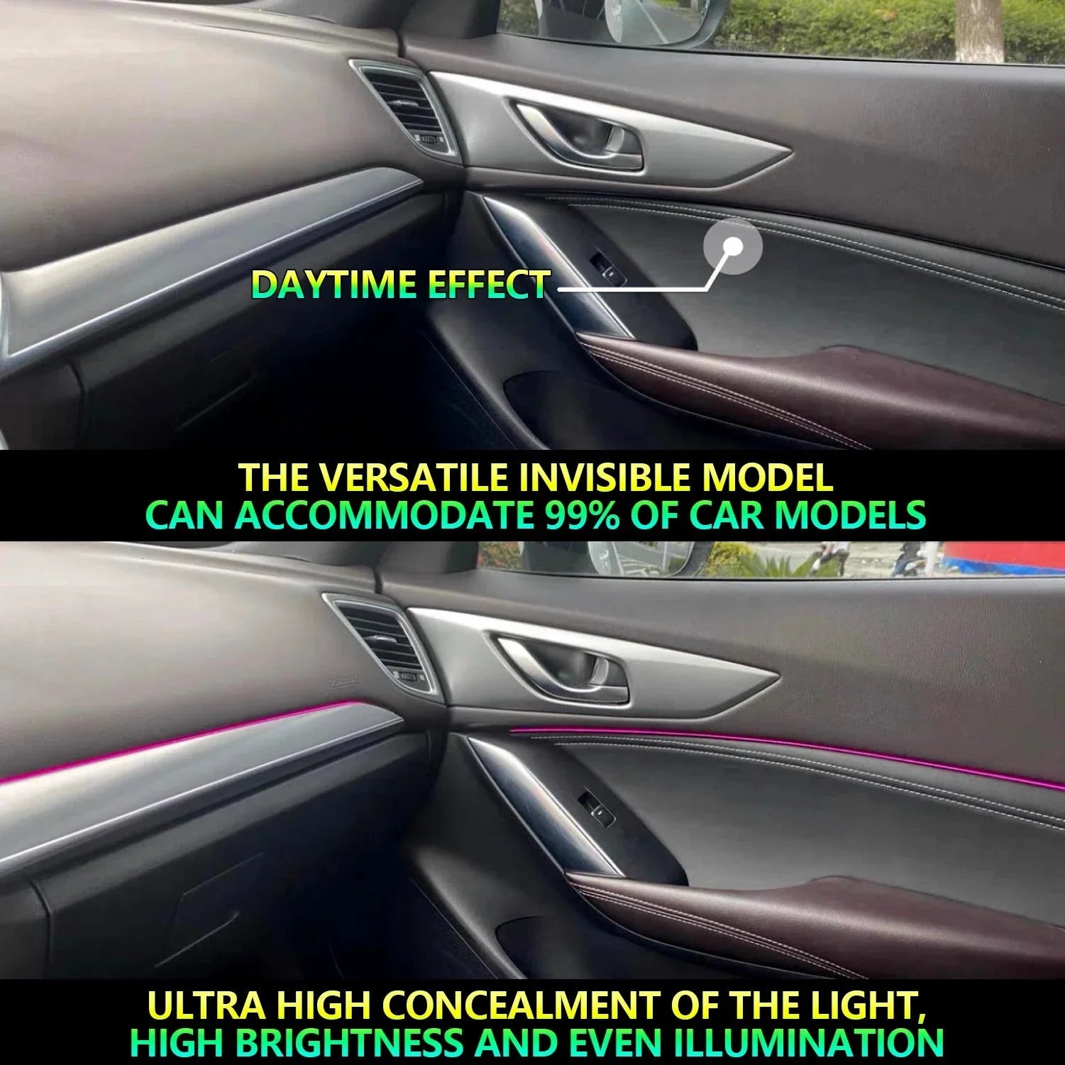 Universal 18-in-1 RGB Car Ambient Light Kit - Full Color App-Controlled Neon Strips