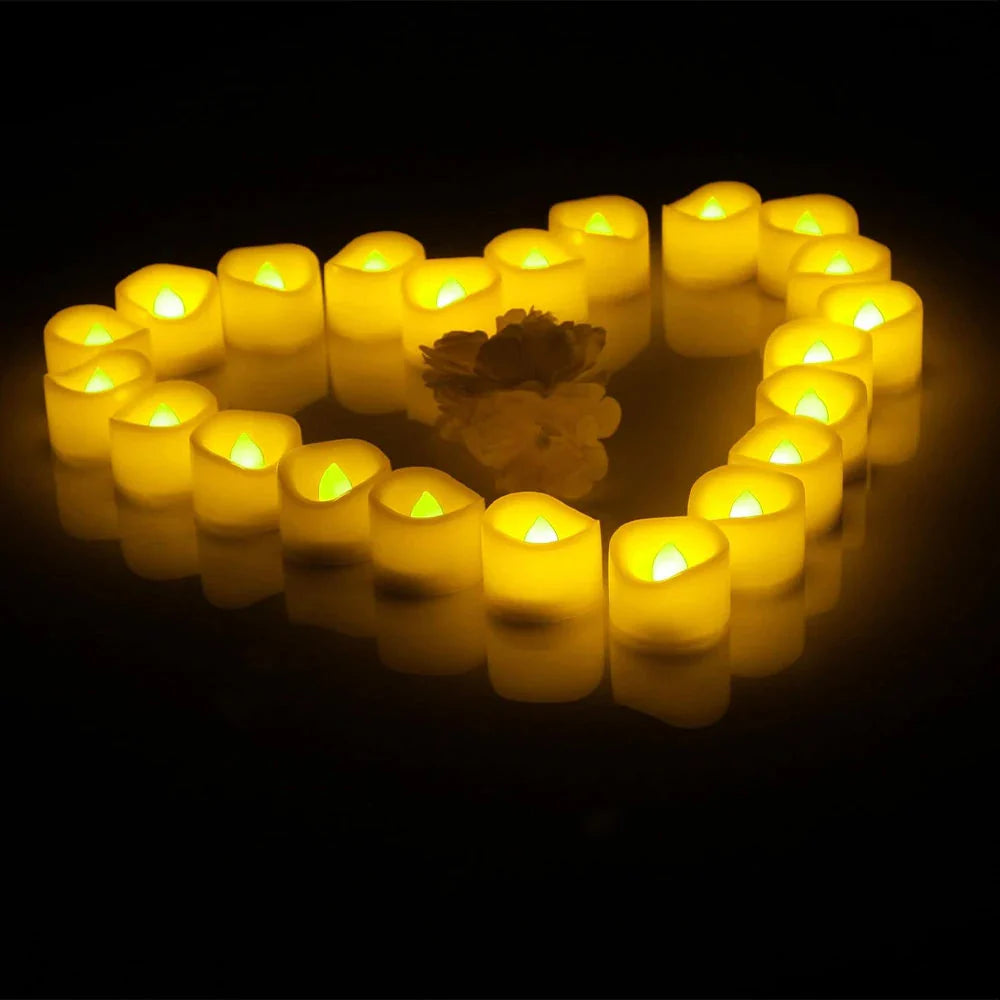 Flickering LED Ivory Electronic Candle, Flameless Tealight Candle, Battery Operated LED Tealight Candle, Ideal for Weddings, Tab