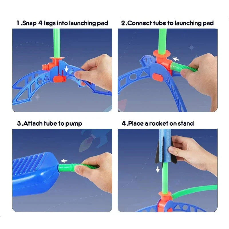 Kids Outdoor Rocket Launcher – Air-Powered Foot Pump Soaring Toy