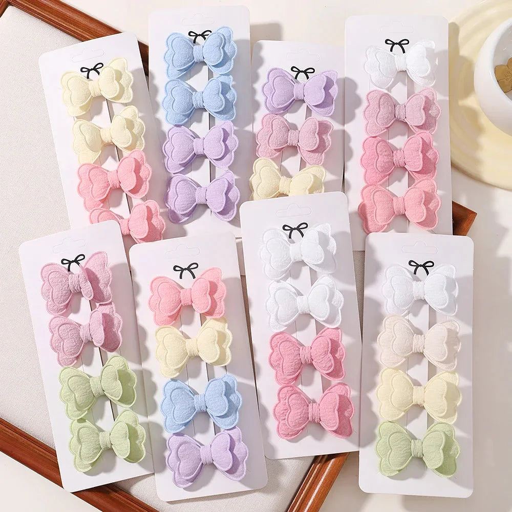 4Pcs Candy Colored Hair Clips for Girls Cute Double-Layered Bows
