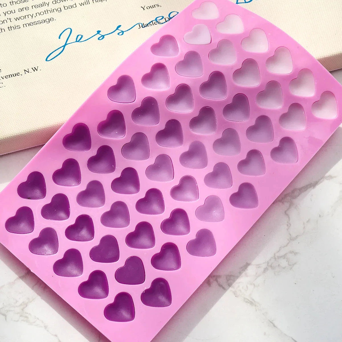 55-Cavity Heart Silicone Candle Mold – DIY Valentine’s Candle, Wax Melt & Chocolate Mold for Love Crafts, Baking & Party Gifts