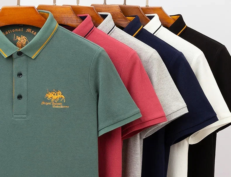 High Quality Men's Cotton Embroidered Summer Polo Shirt Short Sleeve T-shirt