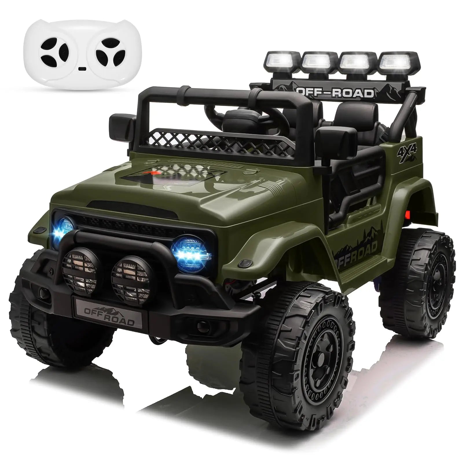 12V Kids Ride On Truck With Remote Control 3 Speeds LED Lights Spring Suspension Dual Motors Long Lasting Battery