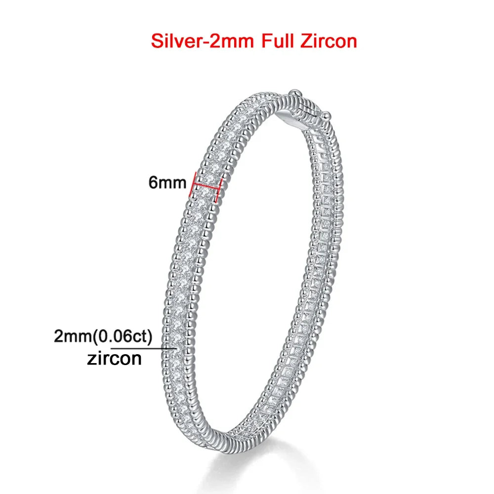 18K Gold Luxury Fine Jewelry Bangle For Women 925 Sterling Silver Plated