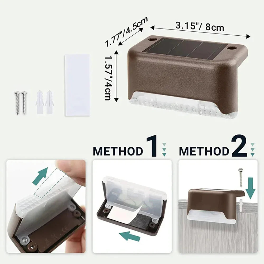 Warm White LED Solar Step Lamp – Waterproof Outdoor Garden & Stair Lights