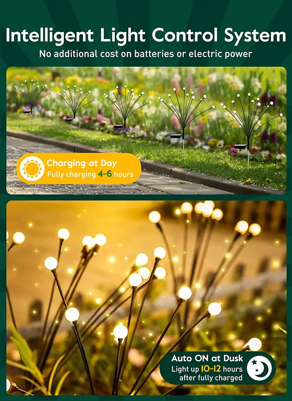 8 LED Solar Firefly Garden Lights – Waterproof Warm White Outdoor Pathway & Patio Decoration