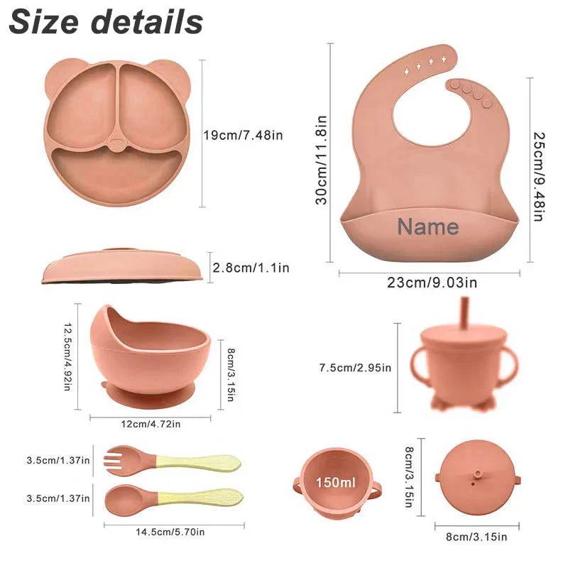 Silicone Baby Feeding Plate Set with Suction Bowl