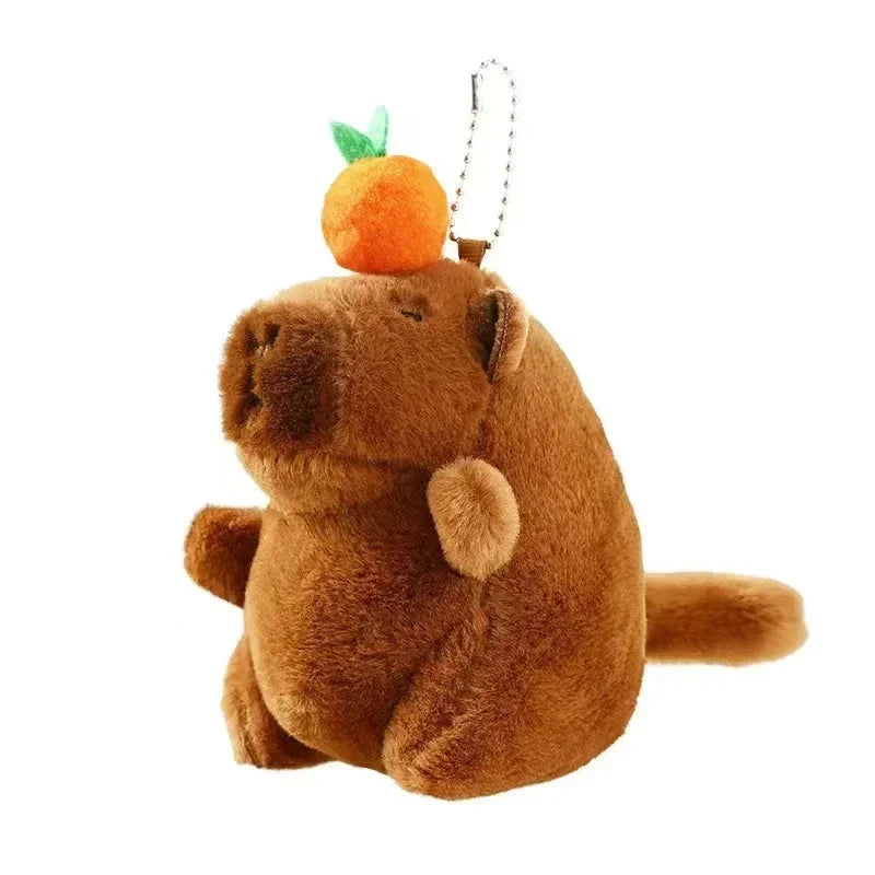 Plush Capybara Keychain – Cute Persimmon Wagging Tail Pendant Toy