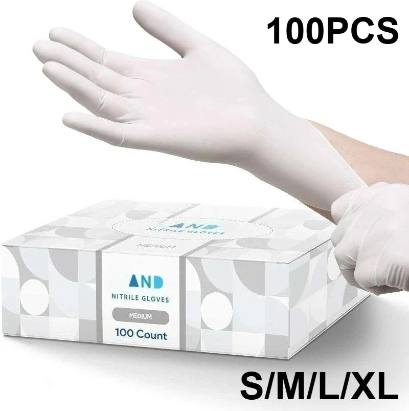 White Nitrile Disposable Gloves – Powder-Free, Latex-Free Household Use