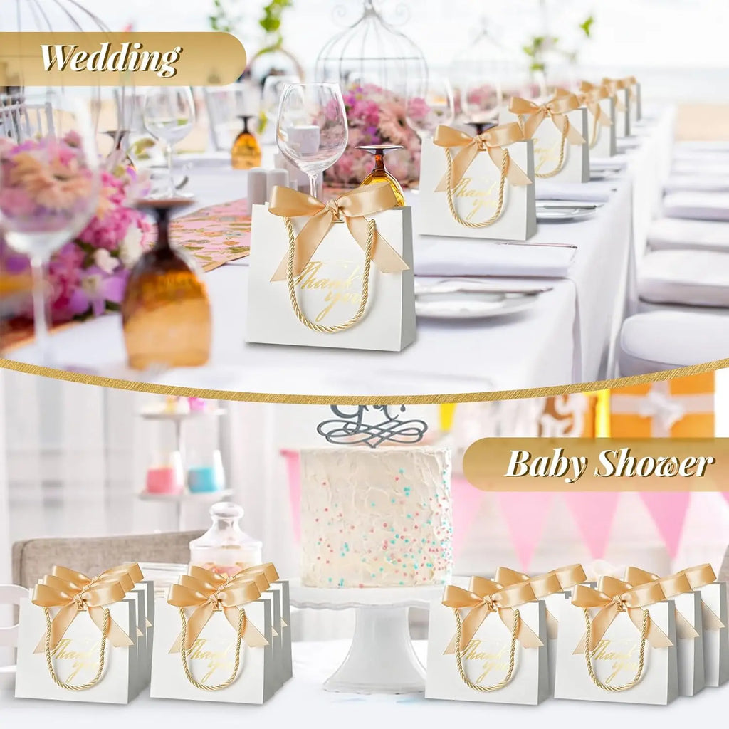 20/50 Pack Small Thank You Gift Bags Bulk Wedding Gift Bags for Guests Mini Gift Paper Bags With Handles for Wedding Baby Shower