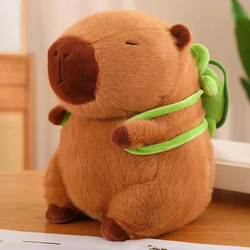 Strawberry Hat Capybara Plush – Small Turtle Backpack Pendant Toy