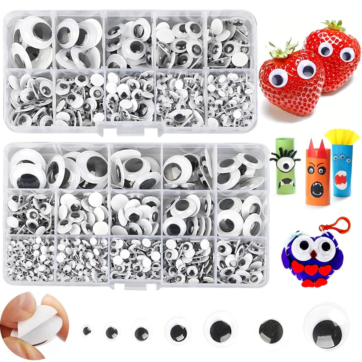 Self-Adhesive Googly Wiggle Eyes - 100/200/550pcs for DIY Crafts & Handmade Toys